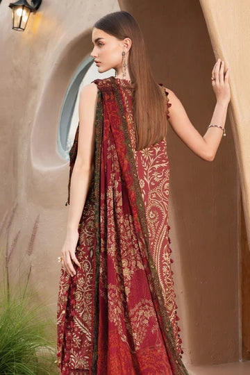 Maroon Printed Lawn Shirt with Chiffon Dupatta