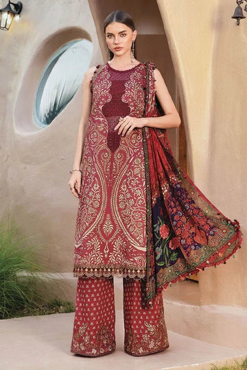 Maroon Printed Lawn Shirt with Chiffon Dupatta