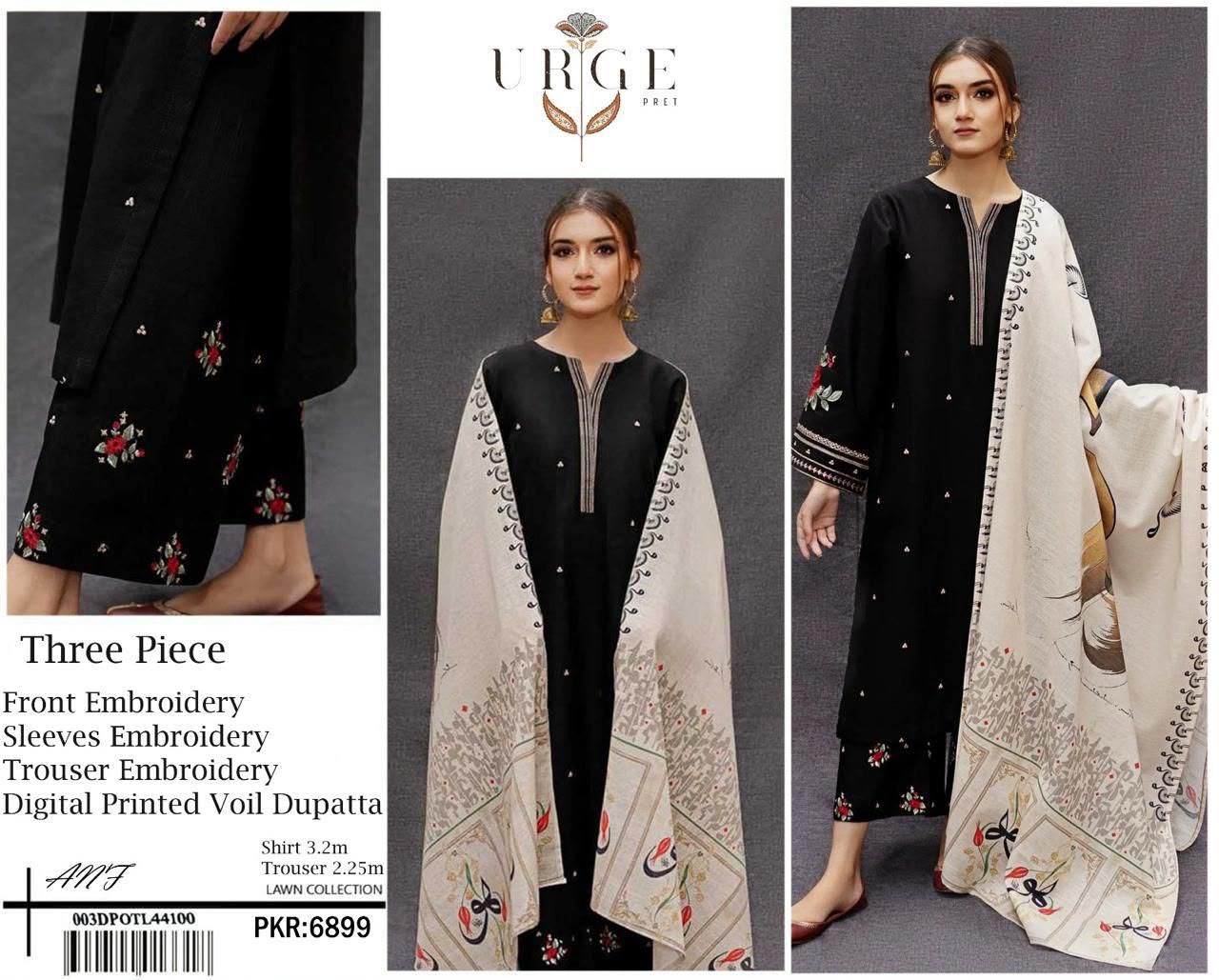 3 Pcs premiun Lawn suit with digital print