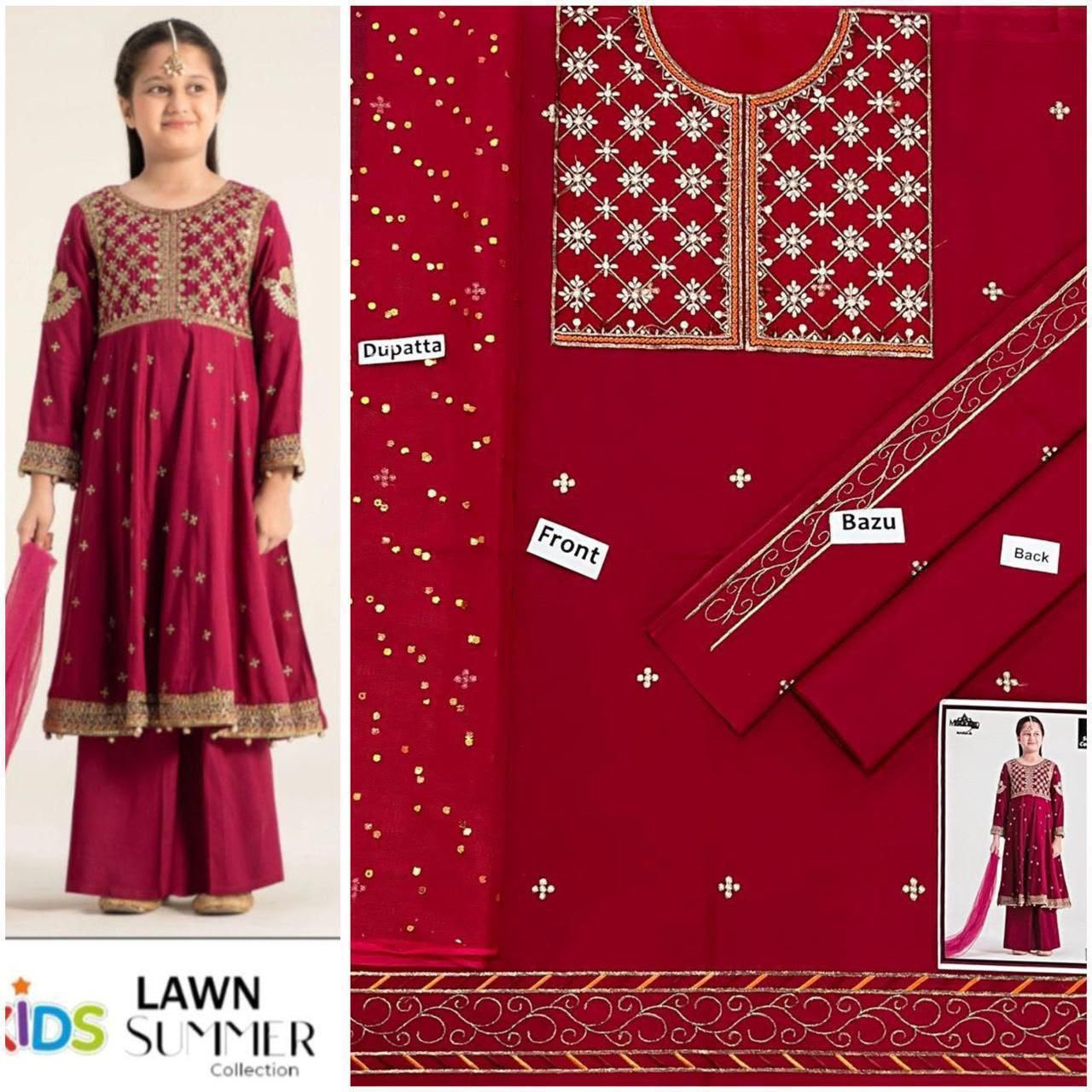 Kid,s Embroidered Lawn 3 Pecs Collection 20k6