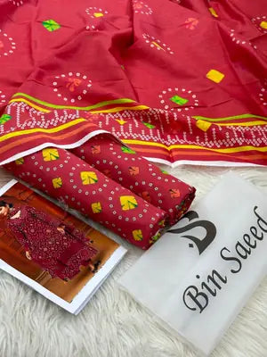 3 Pcs Women's Unstitched Digital Print Suit