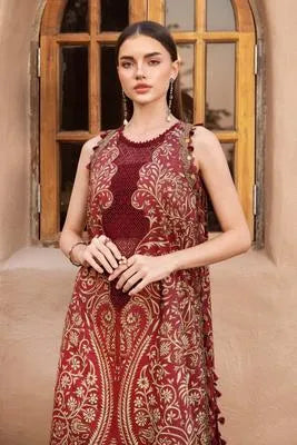 Maroon Printed Lawn Shirt with Chiffon Dupatta