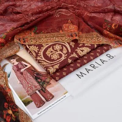 Maroon Printed Lawn Shirt with Chiffon Dupatta
