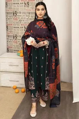 Black Embroidered Lawn 3Pcs Set for Women