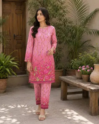 2 Pcs Premiun  Women's Unstitched Printed Suit