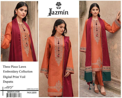 3 PCs premiun lawn suit with digital print