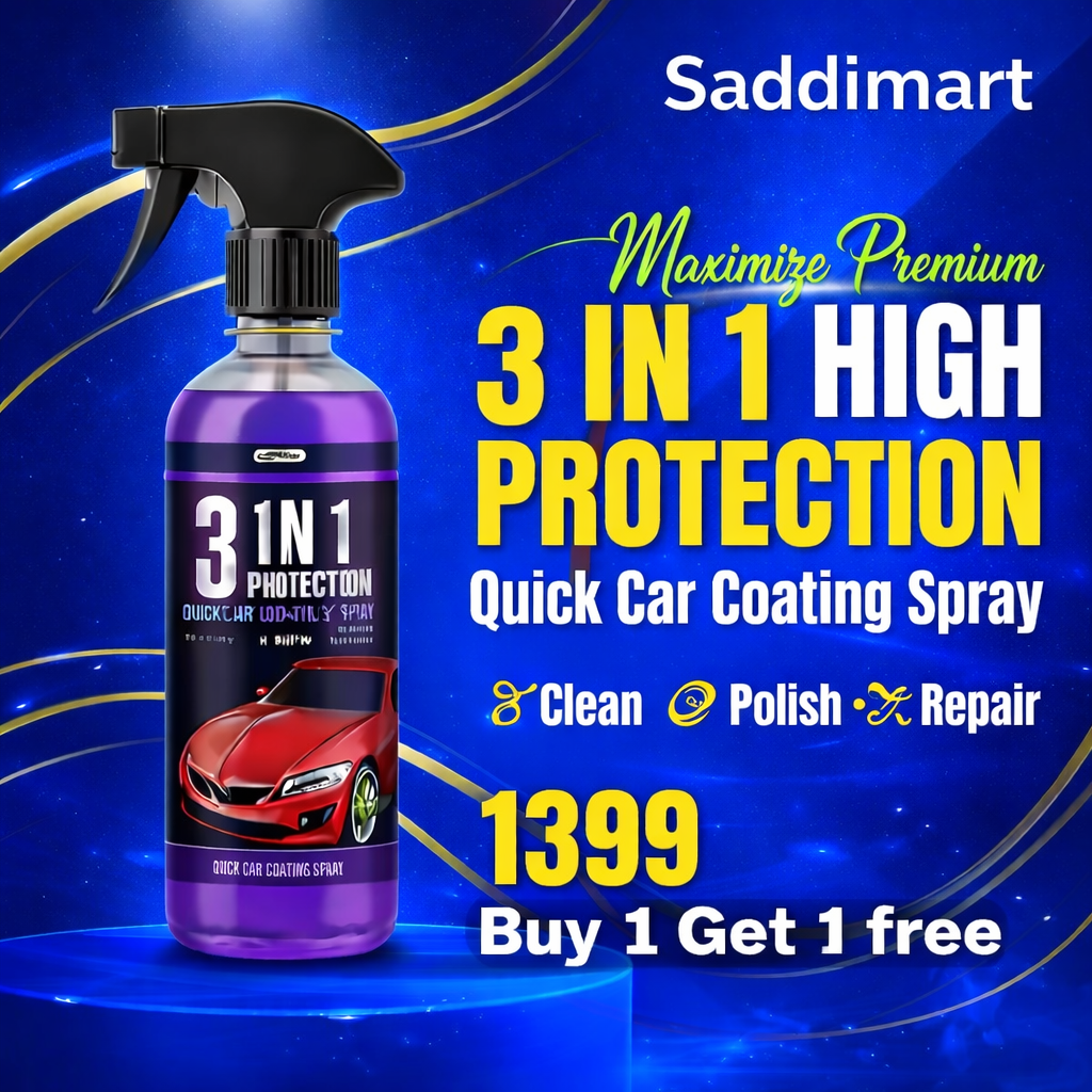 3 In 1 High Protection Quick Car Coating Spray Clean, Polish & Repair, Multipurpose Liquid Car & Bike Polish, Suitable for Dashboard, Restores Faded Plastic & Fiber, 100ml,