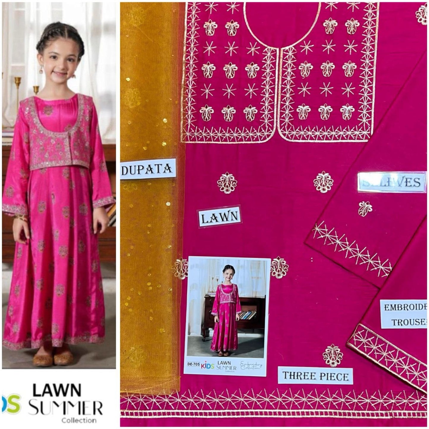 Kid,s Embroidered Lawn 3 Pecs Collection 20k6