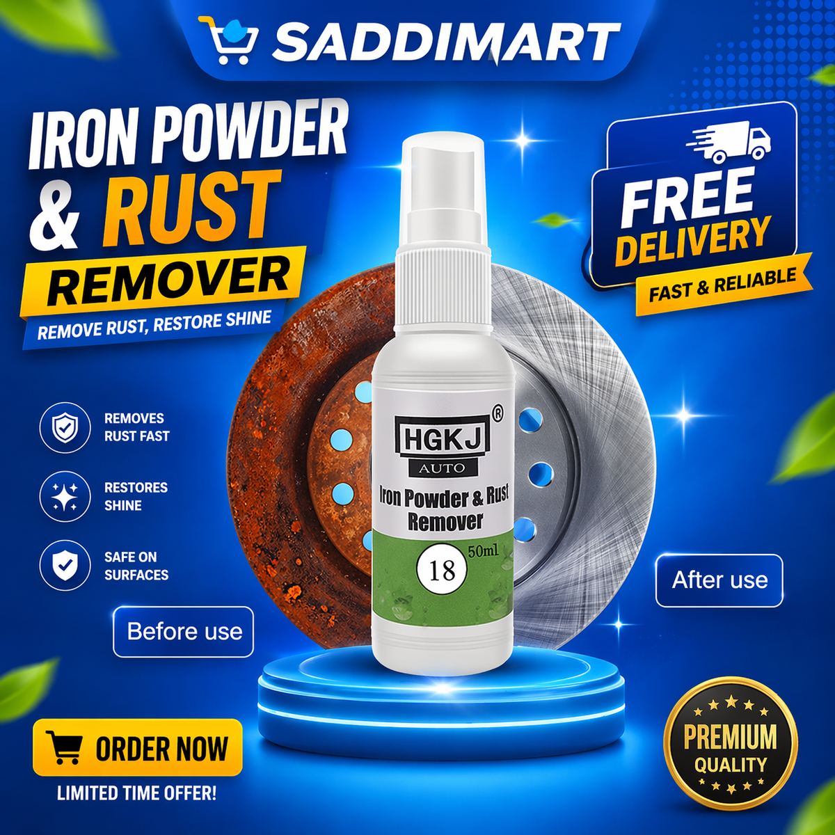 HGKJ-18-30ml Car Paint Wheel Iron Powder Rust Remover Car Logo Rust Spray Cleaner Repair Refurbising Accessories
